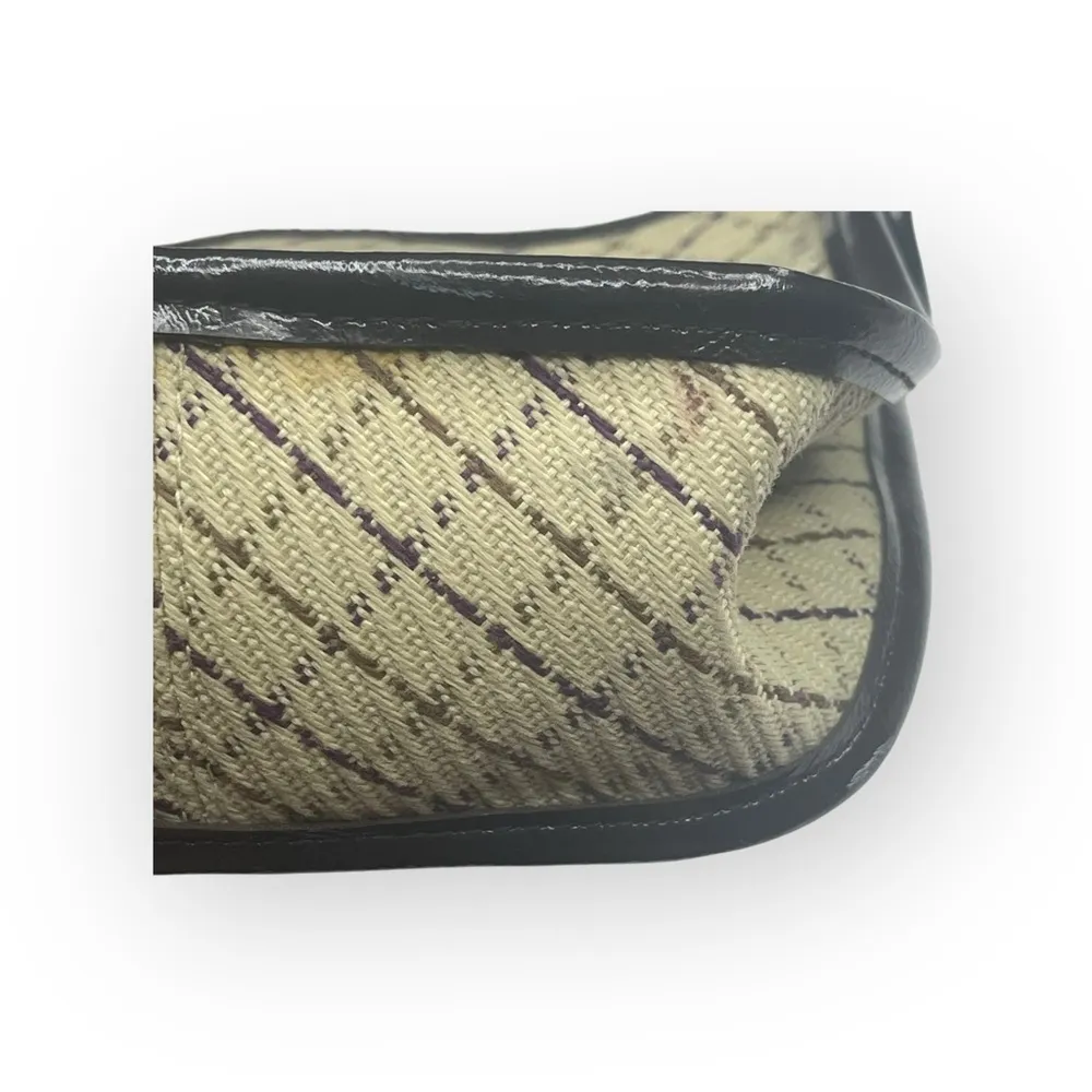 DKNY 𖣴 Woven Crosshatch Mini Bag Handbag 𖣴 Straw 𖣴 Choc Brown Leather Trim 𖣴 - Image 14