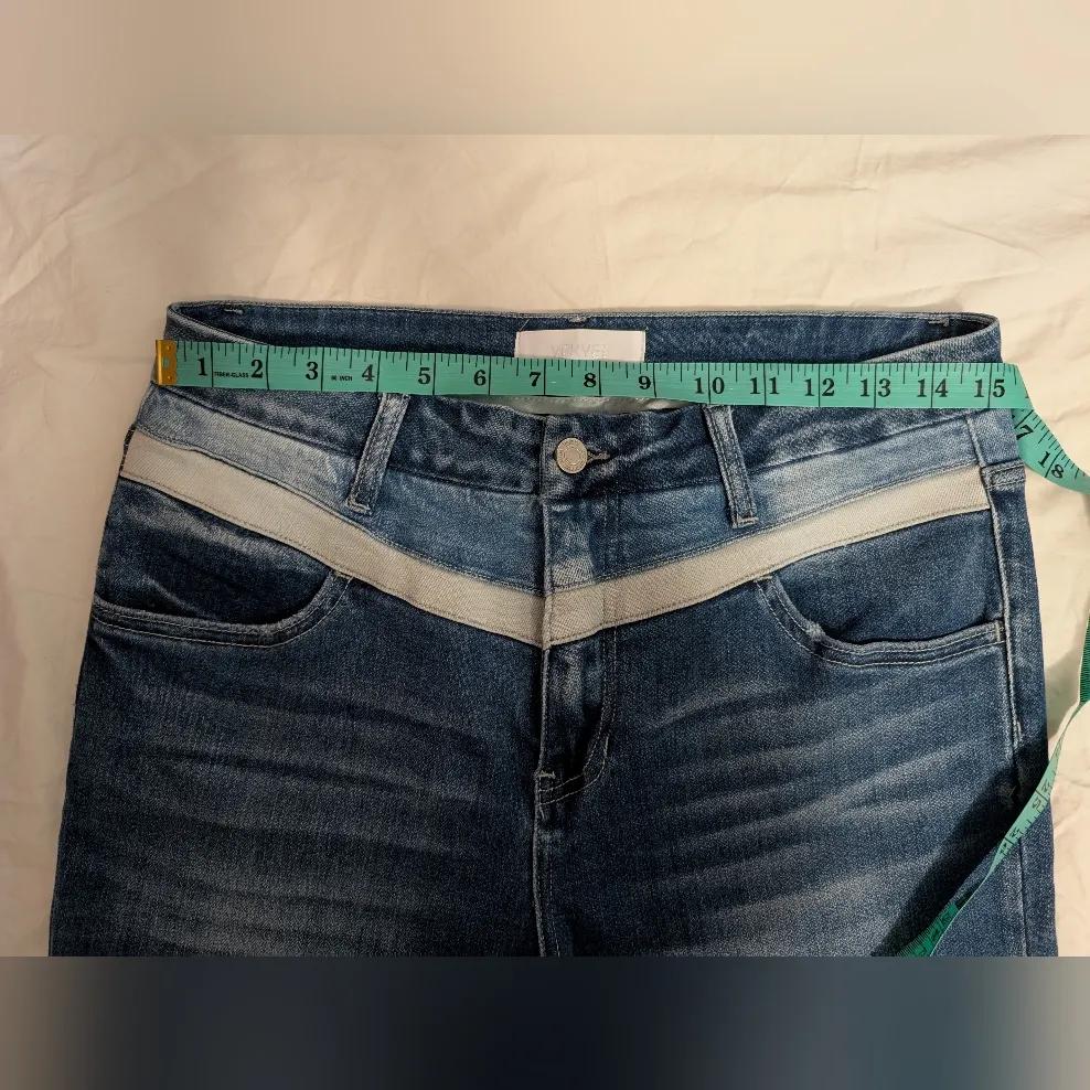 NWOT Vervet High Rise Chevron Bootcut/Flare Jeans W30 White/Medium Wash Blue Size 30 - Image 5