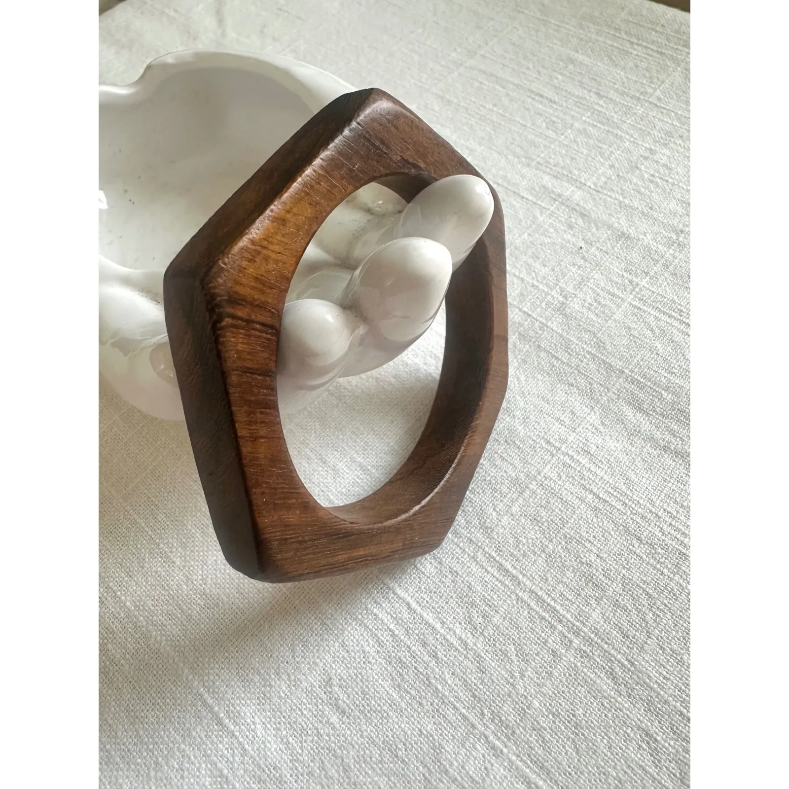 Marc by Marc Jacobs Geometric Wood Bangle Bracelet Natural Boho Bohemian - Image 2