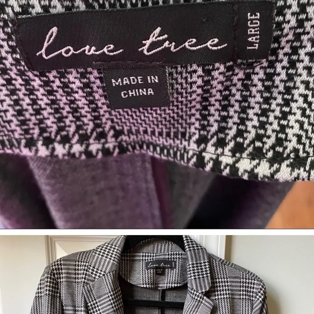 Love Tree Houndstooth Black and White Jacket M - Image 3