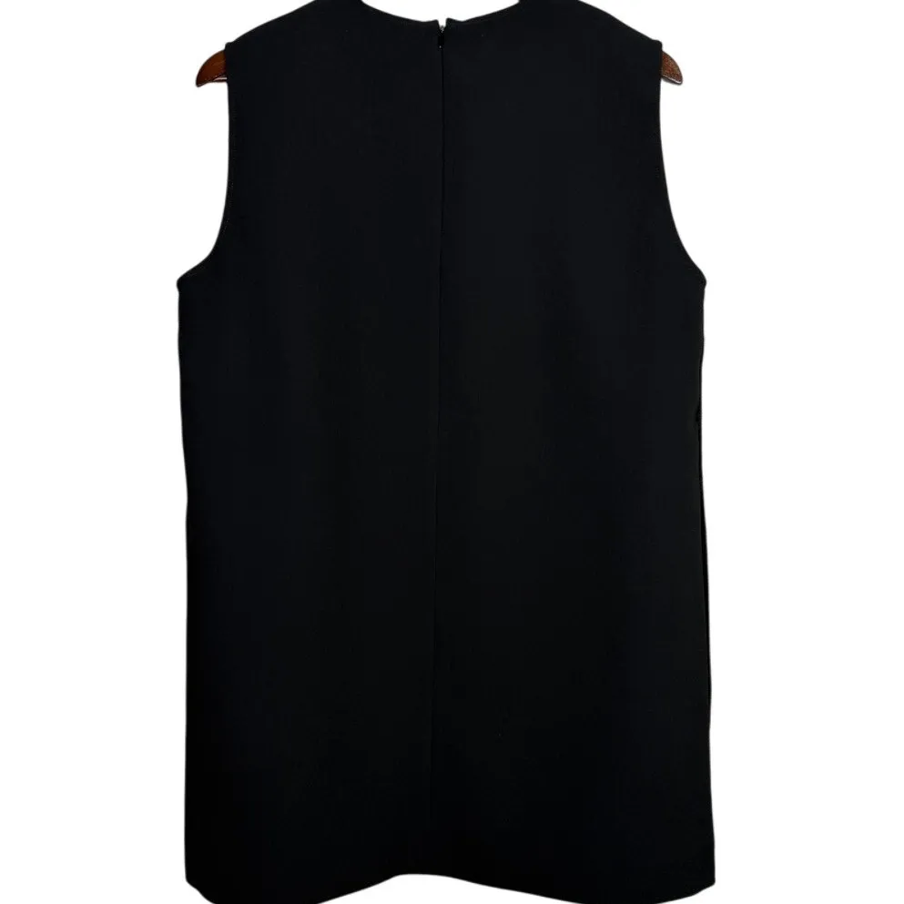 Zara Professional Sleeveless Sheath Mini Dress Raw Side Seams Detail XL Black - Image 14