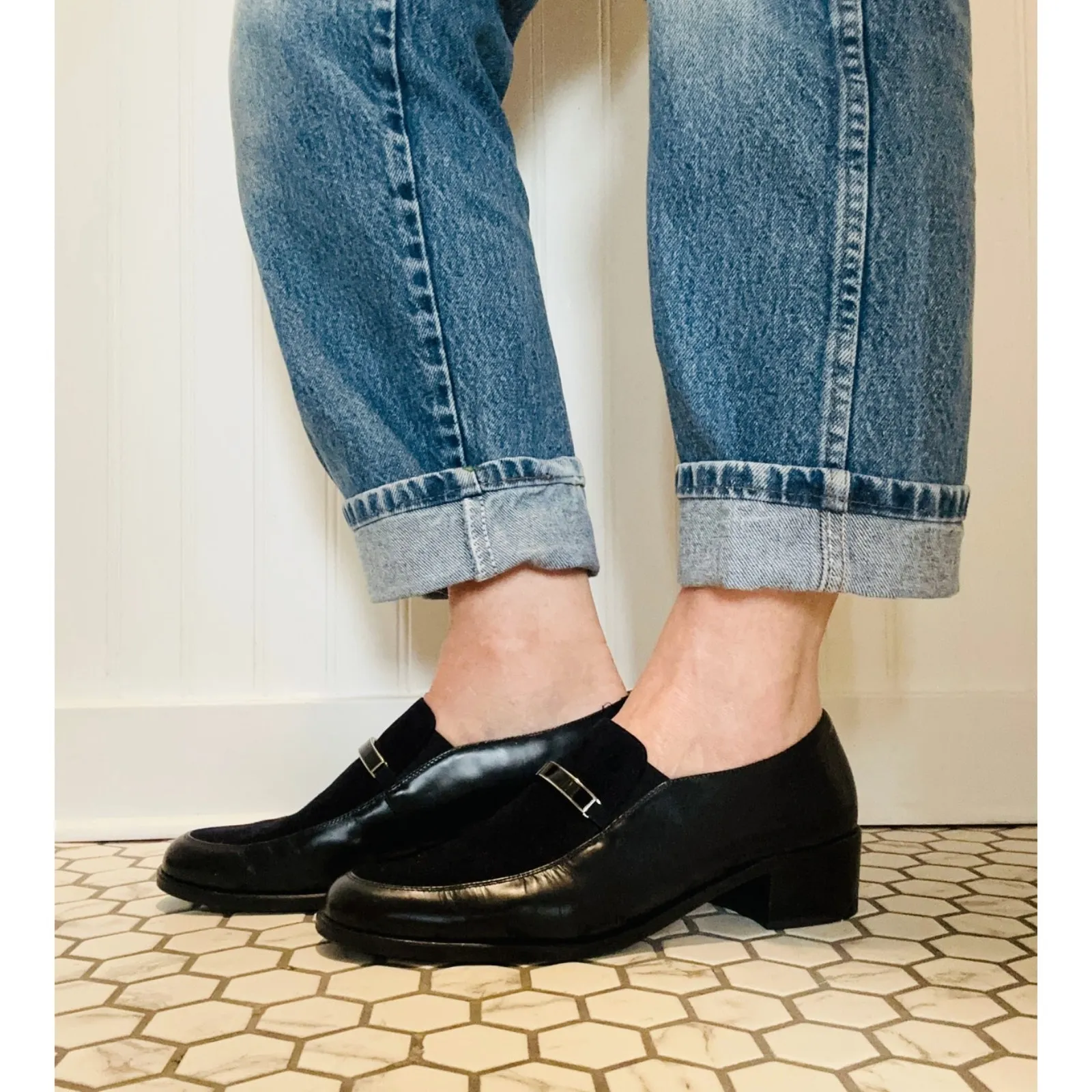 Paul Green Loafer Blue Suede/Leather Size Mens 7.5 Womens 9 Classic Prep Unisex - Image 4