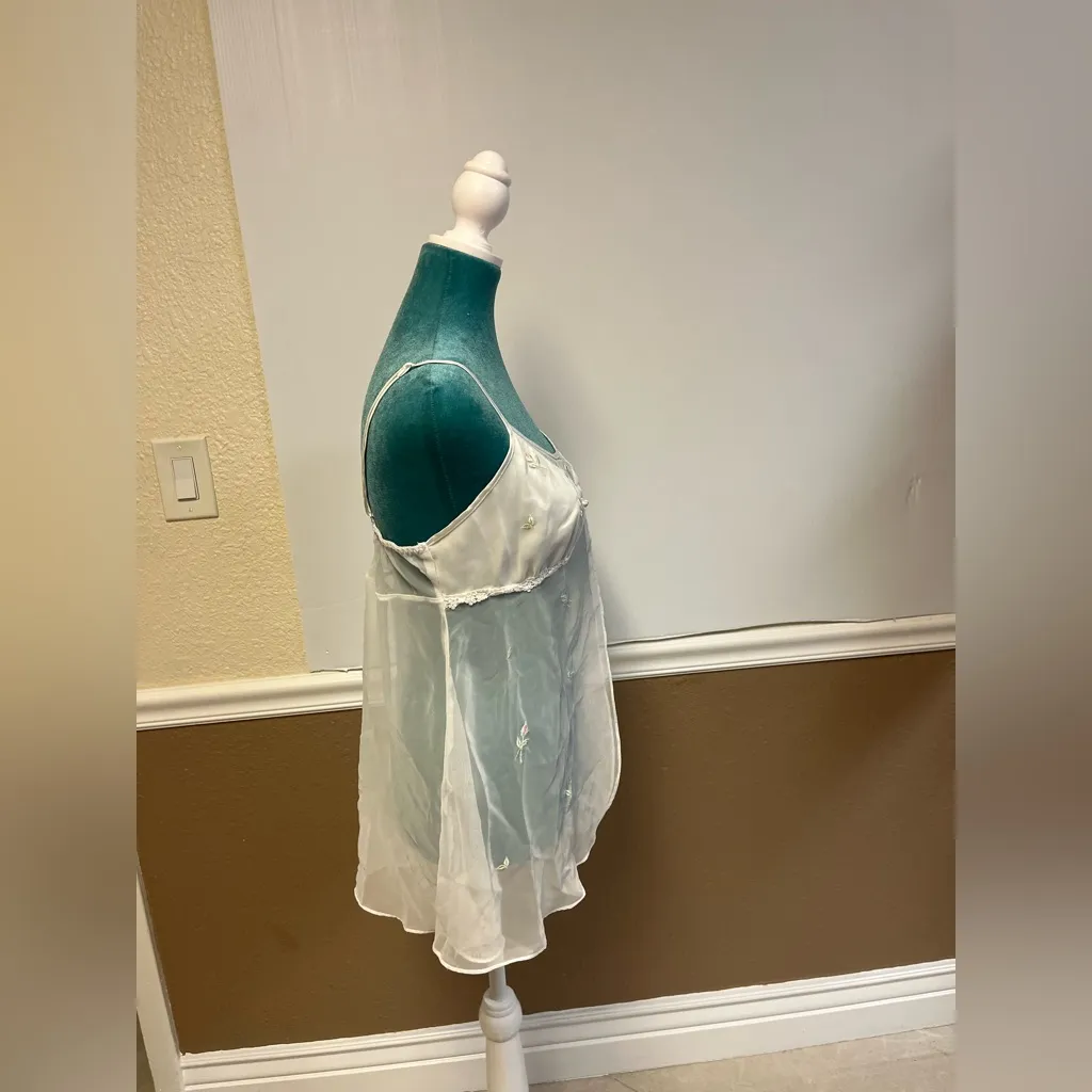 Vintage Sheer White Babydoll‎ Lingerie – Seductive Wear by Cinema Etoile Floral Size M - Image 3