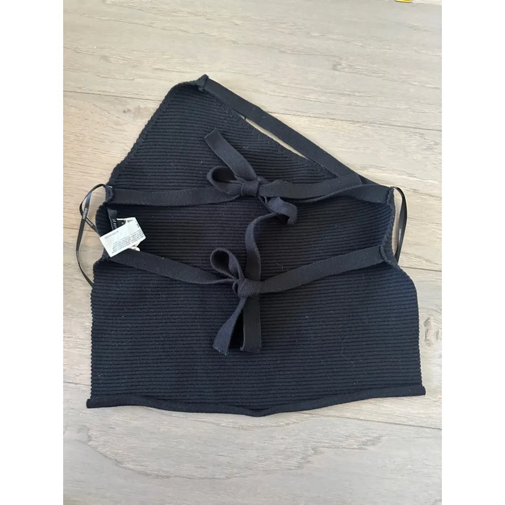 Forever 21 Black One Shoulder Bow Tie Back Tank Top Size Small - Image 6