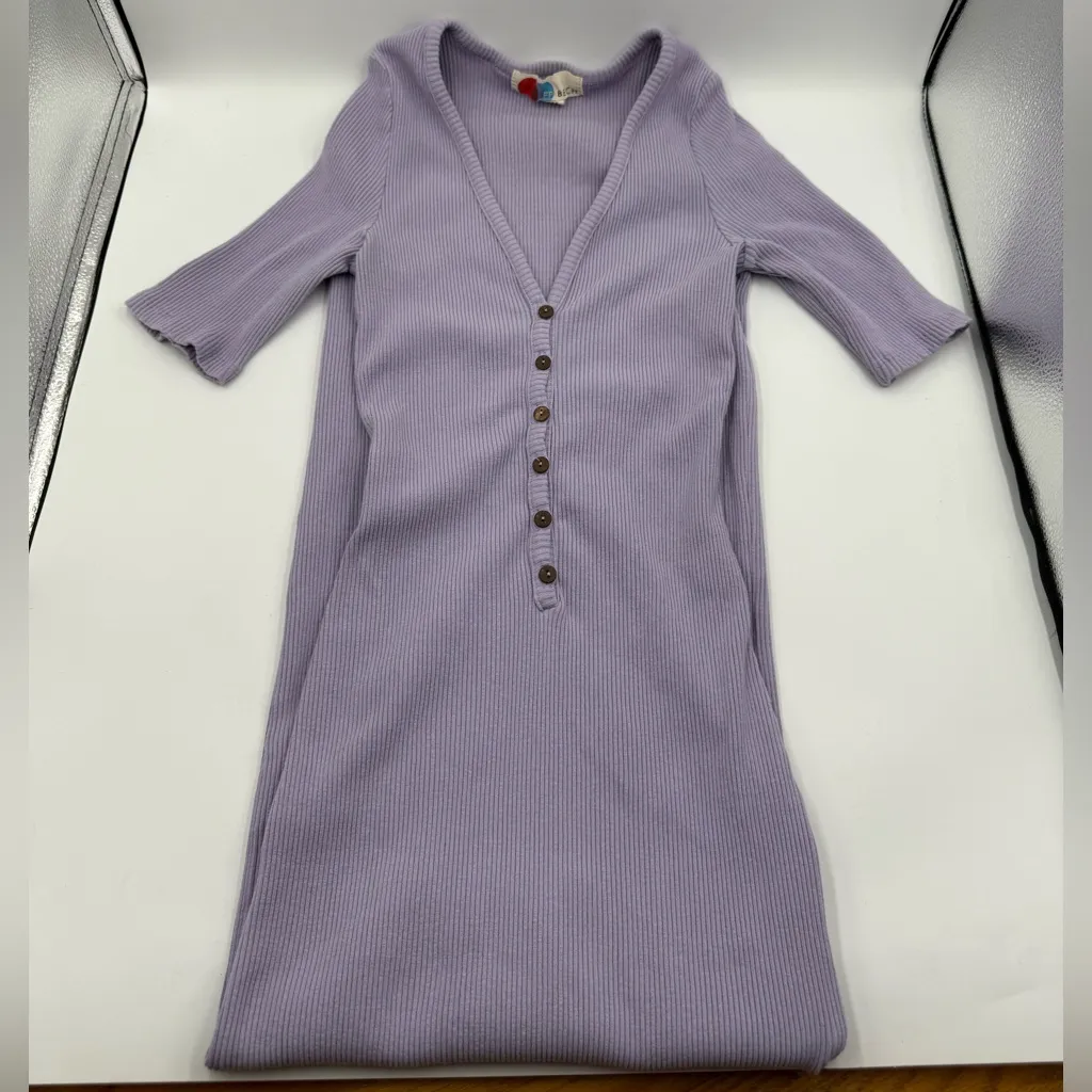 Free People Beach Lulu Henley Midi Ribbed V-Neck Dress - Image 4