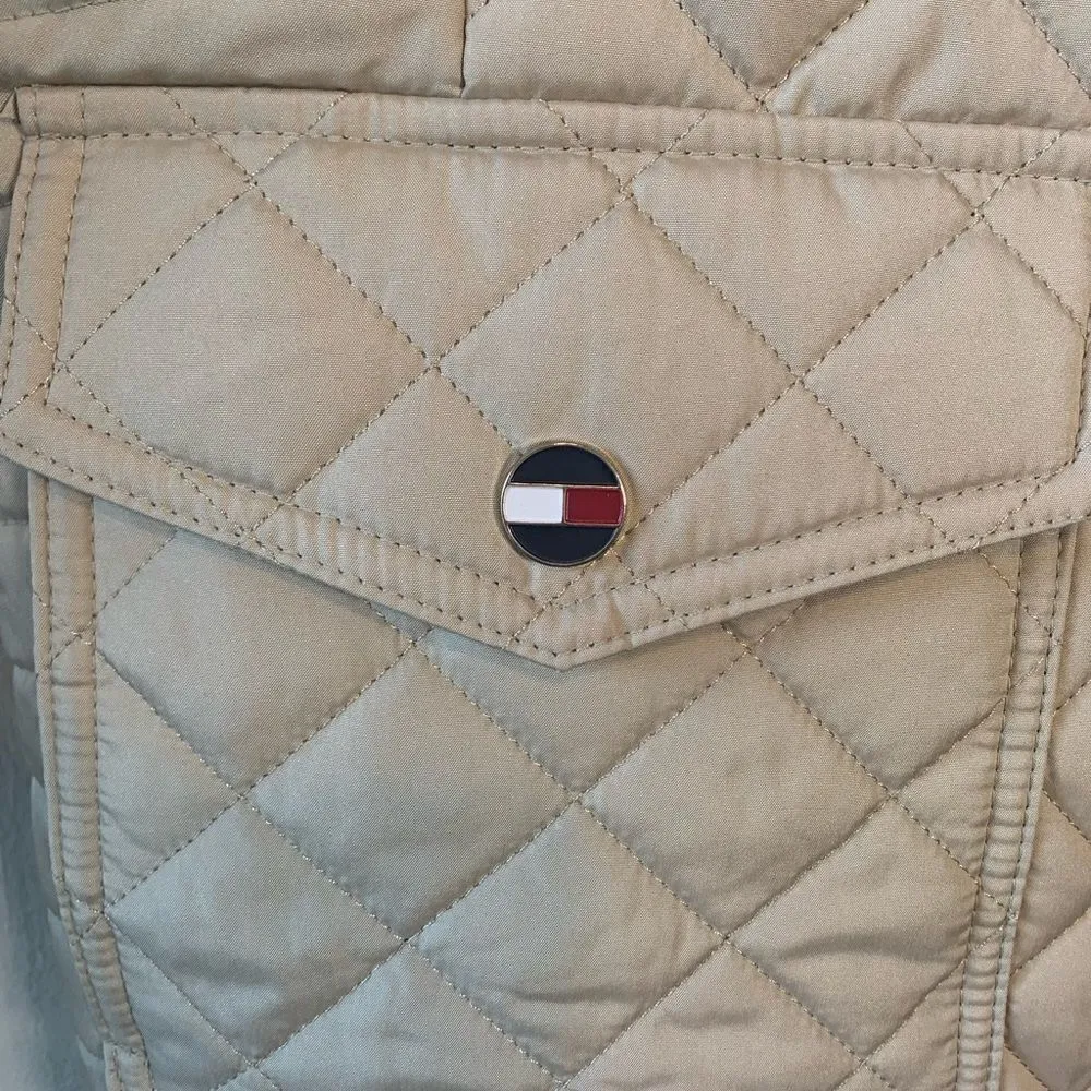 Tommy Hilfiger cream  quilted zip-up jacket size M - Image 12