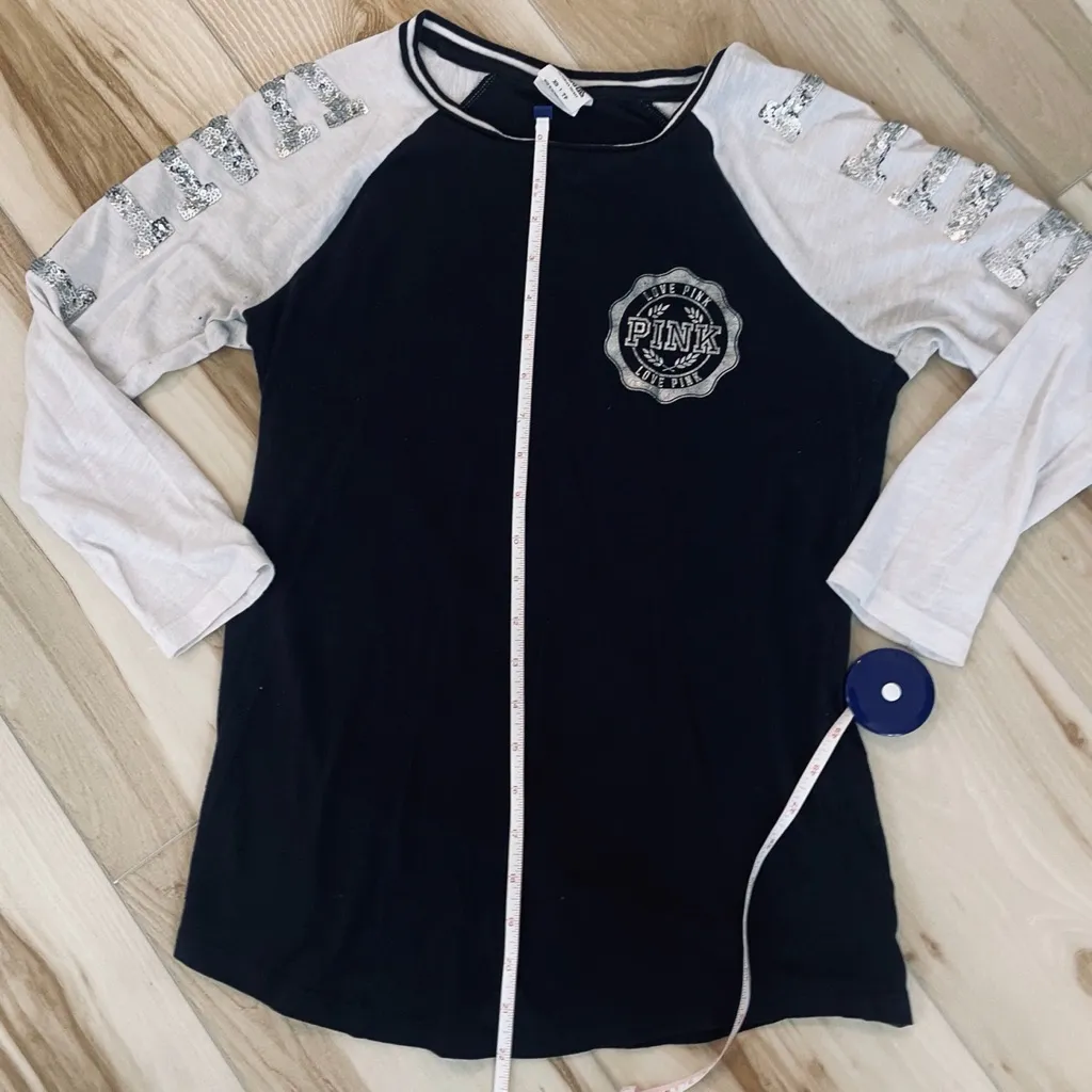 Pink Victoria's Secret Silver Sequin Baseball Tee Shirt Top Size Extra Small - Image 13