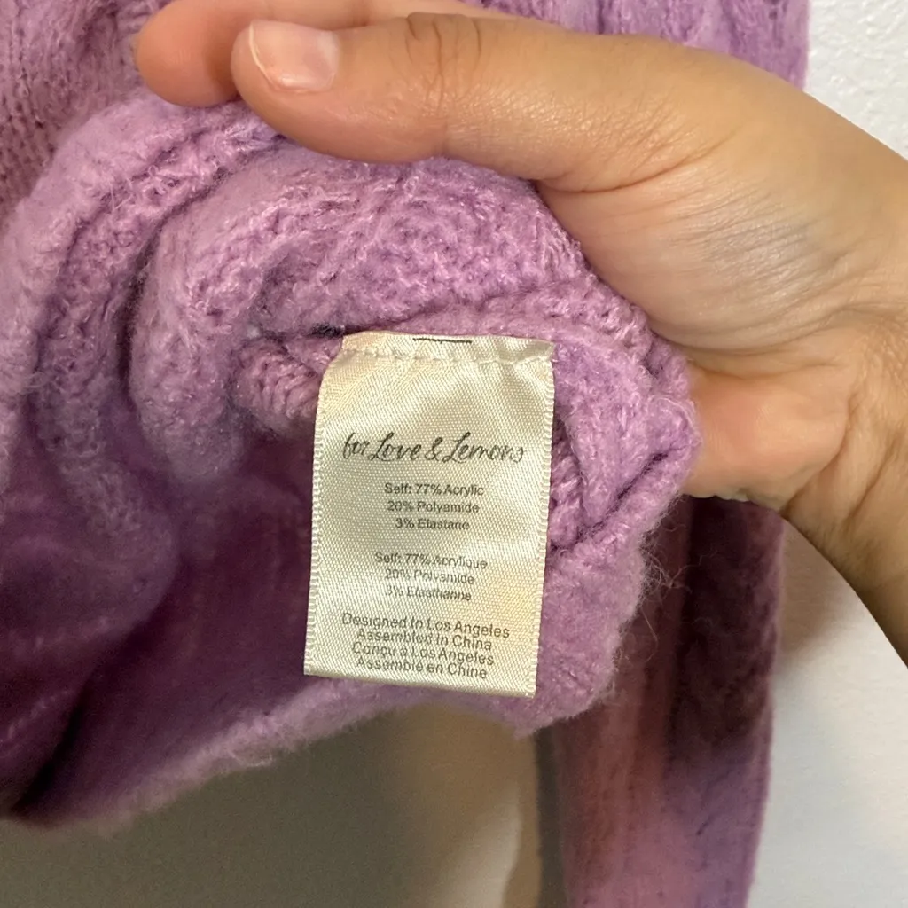 For Love and Lemons Billie Cropped Cable Knit Cardigan Size Large - Image 5