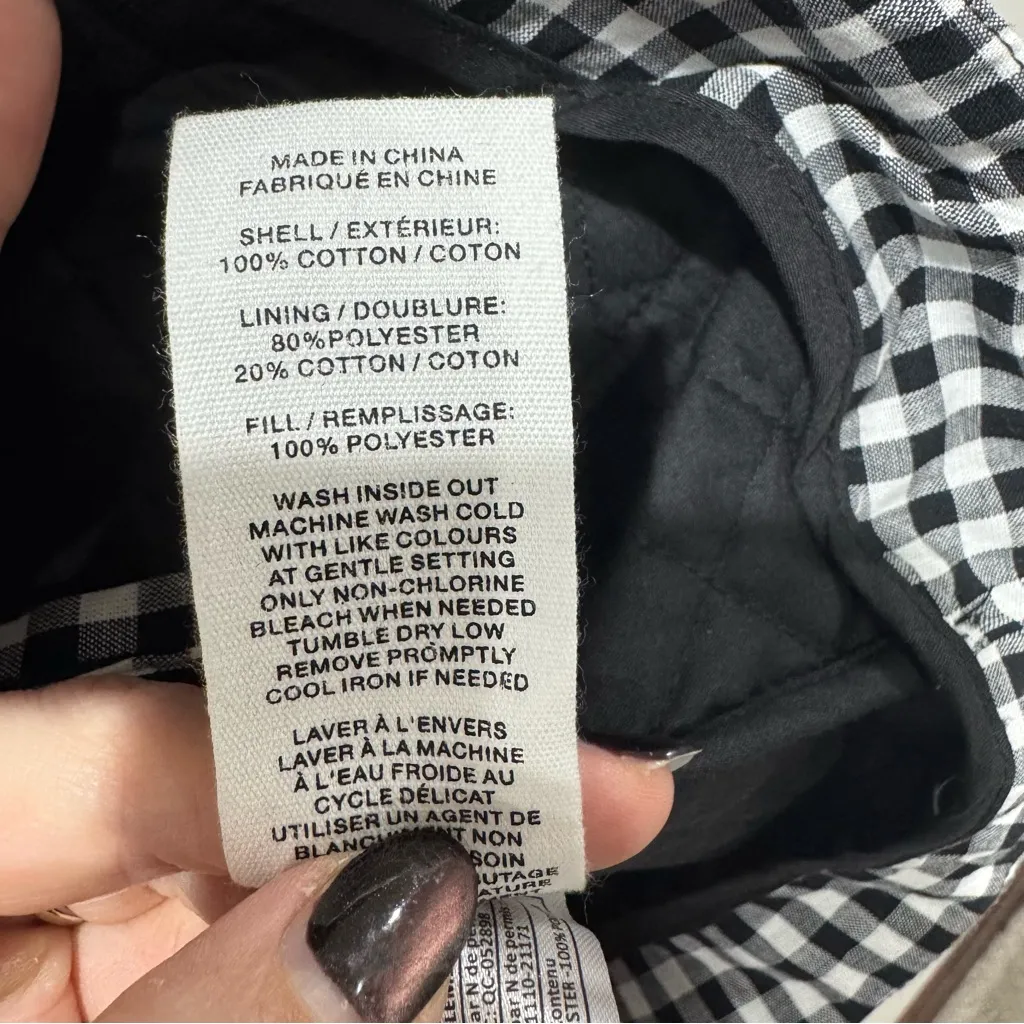 New! Avec Les Filles Sz M Quilted Cotton Tie Front Jacket Gingham Dainty Ruffle - Image 8