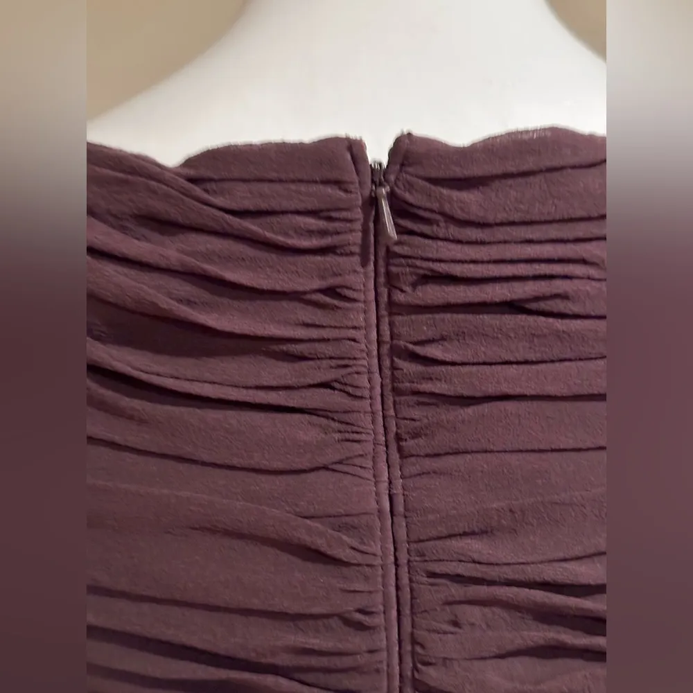 Tadashi Collection Brown Shell 100% Silk Chiffon V-Neck Twist Front Sz 12 - Image 9