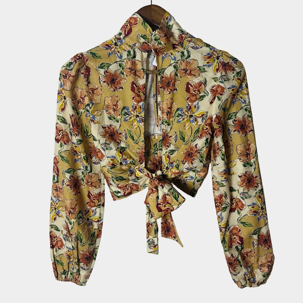 Sage The Label Final Touch Floral Tie Back Cropped Top Size XS NWT - Image 7