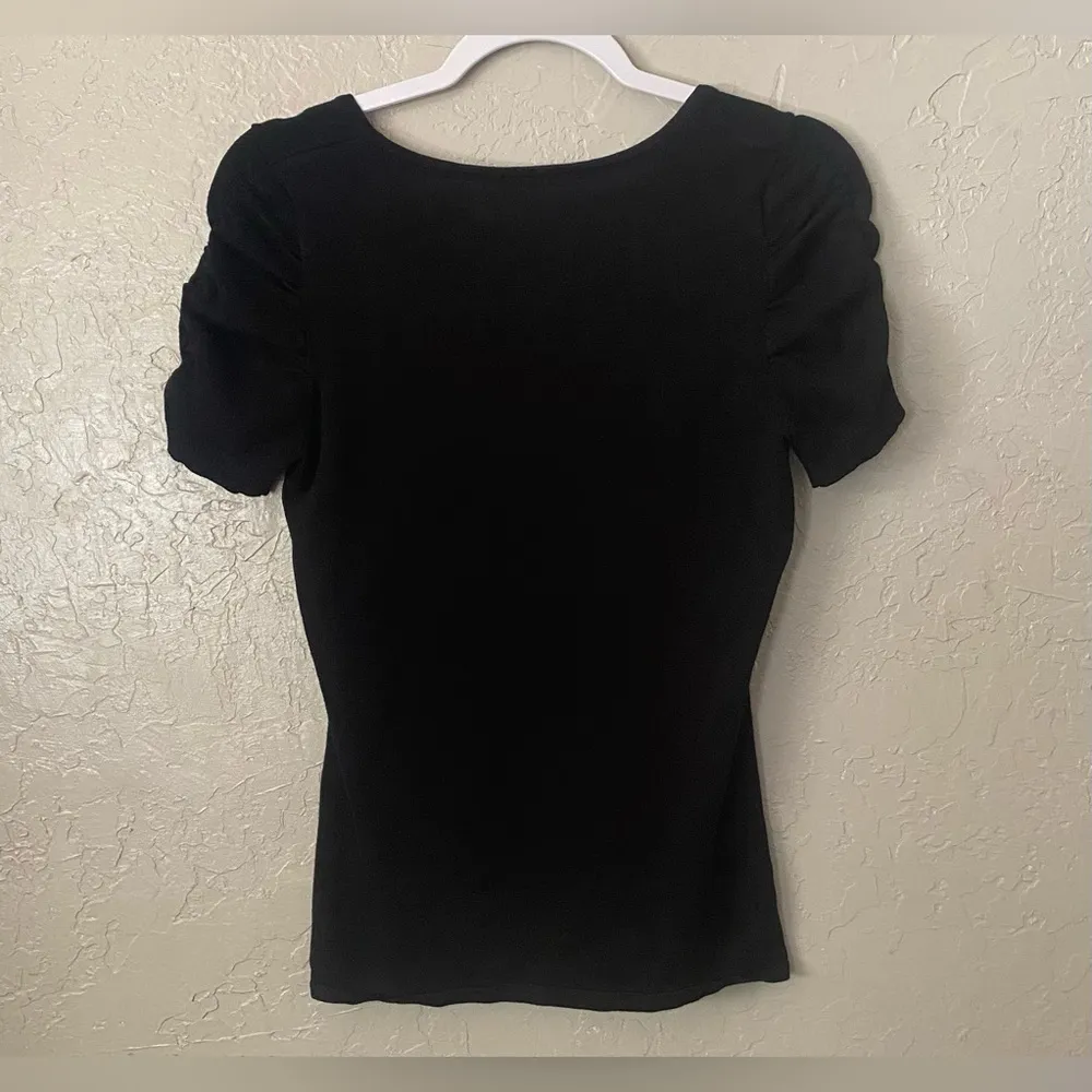 It’s Our Time Women’s Black Ruched Blouse Size M Comfy Career Top - Image 10