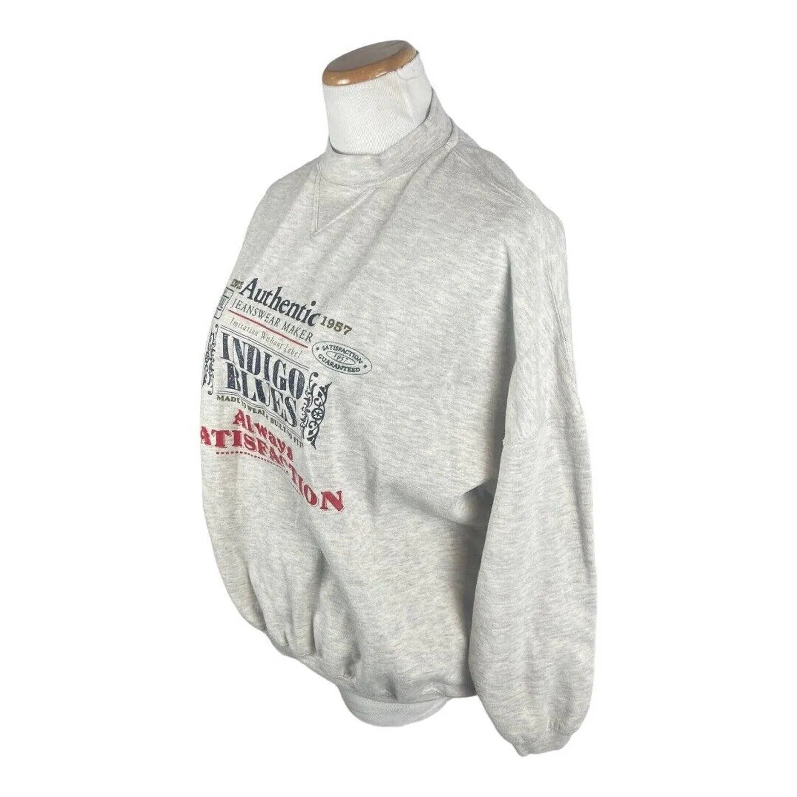 Vintage Vanity Jeanswear Maker Graphic Novelty 90s Sweatshirt Size Small/Medium Gray - Image 3