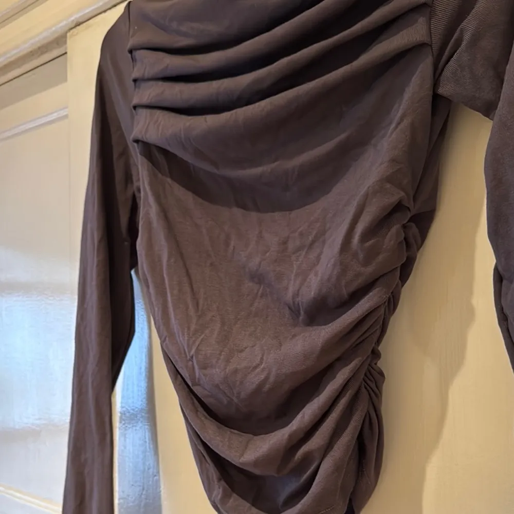 Elegant Black Ruched Women's Top one shoulder Gray - Image 2