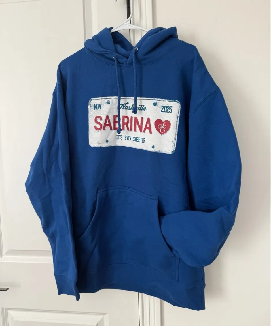 Sabrina Carpenter Short n Sweet Tour City Hoodie NASHVILLE Blue Size L - Image 1
