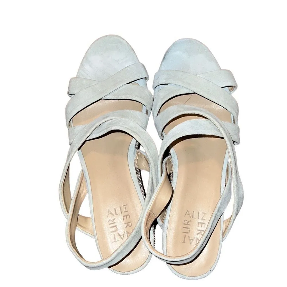 Naturalizer Light Blue Leather Wedge Sandals Size 8.5 - Image 2