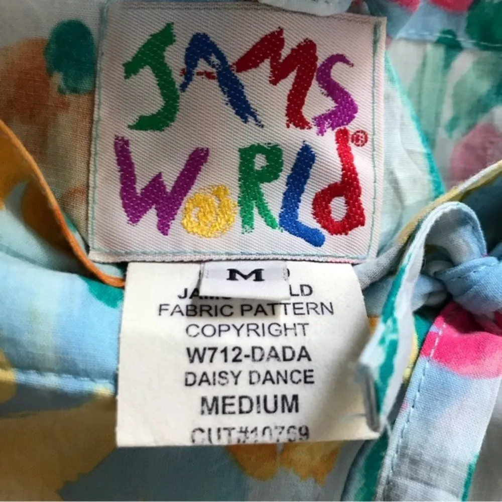 Vintage JAMS WORLD DADA DAISY DANCE Floral Multi Cropped Pull On Pants M - Image 5