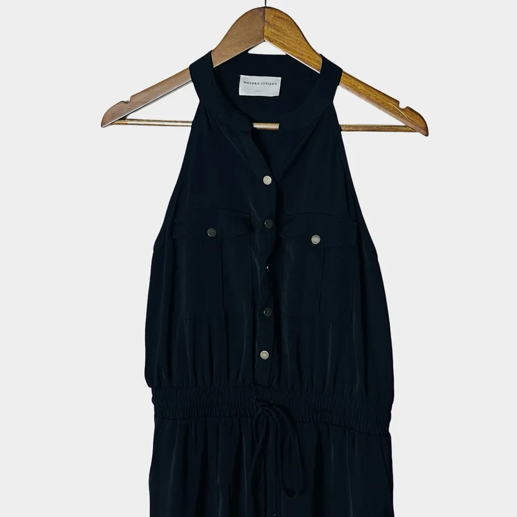 Modern Citizen Black Sleeveless Button Front Jumpsuit Size S - Image 2