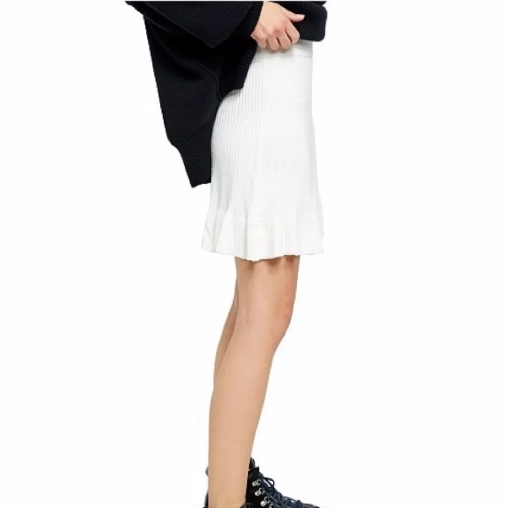 NWT free people solid gold ribbed skirt White Larg - Image 6