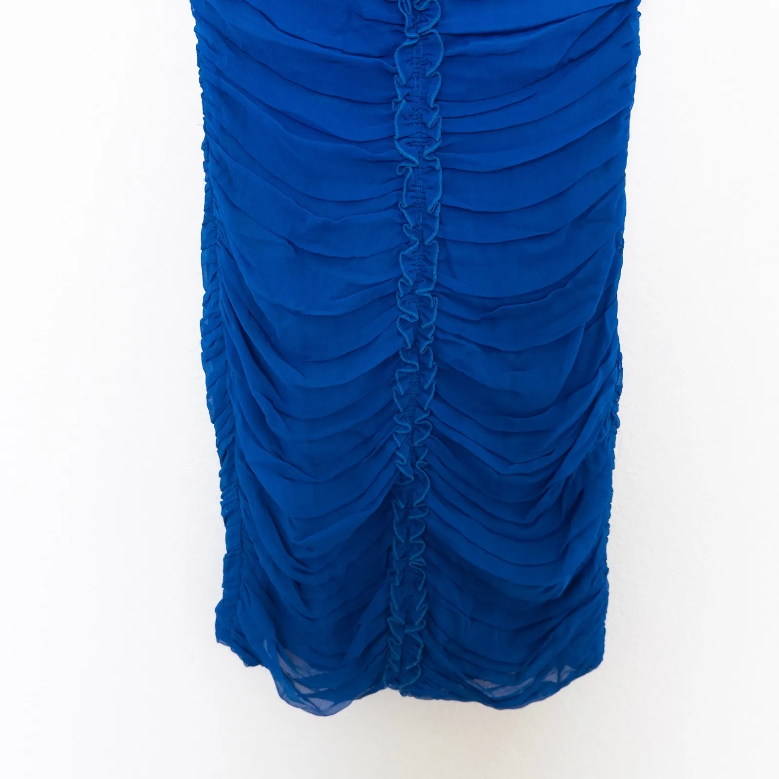 Susana Monaco Womens‎ Silk Dress Size 2 Blue Ruched Bodycon Party Hoco Coquette - Image 3
