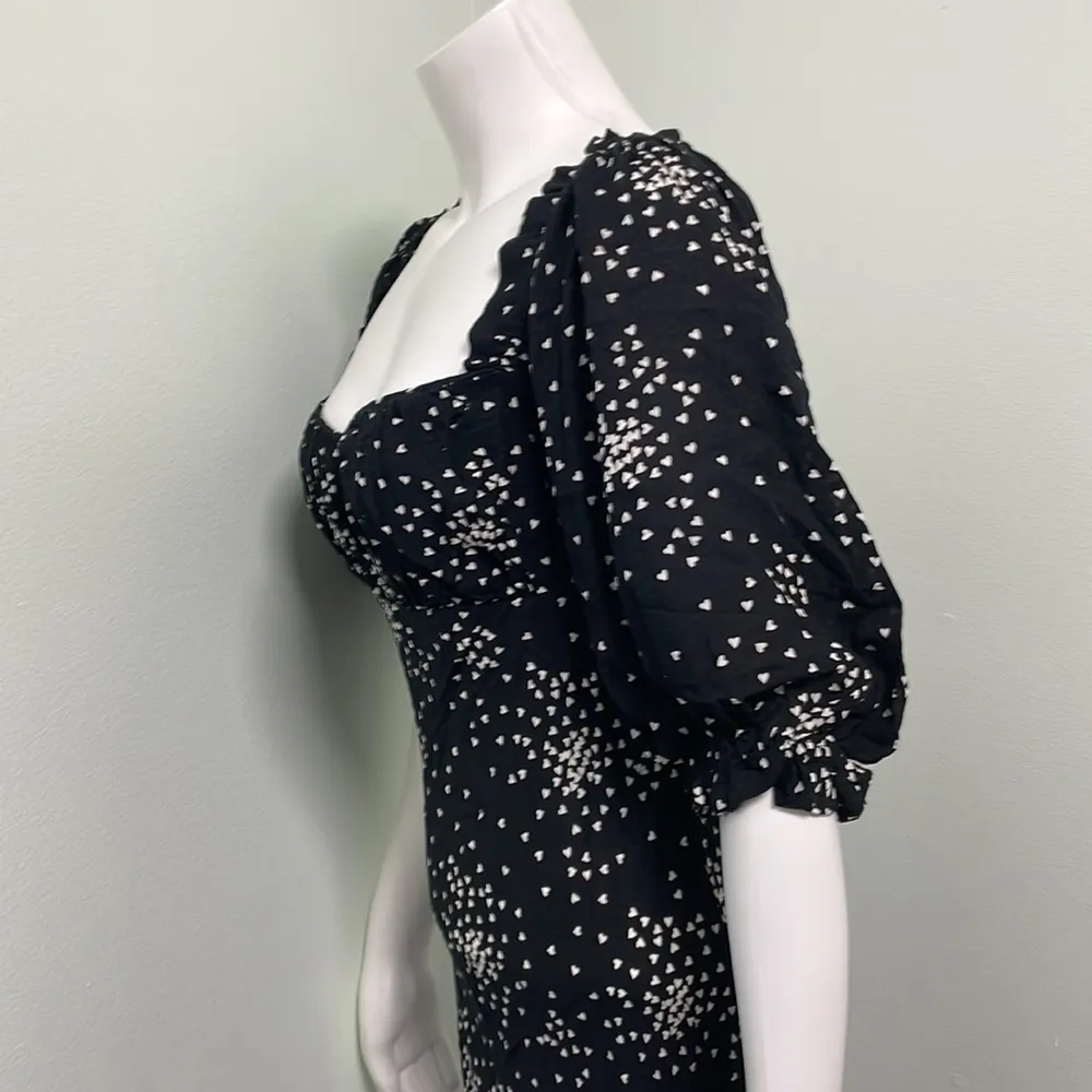 ANTHROPOLOGIE black and white mini heart print dress size small - Image 12