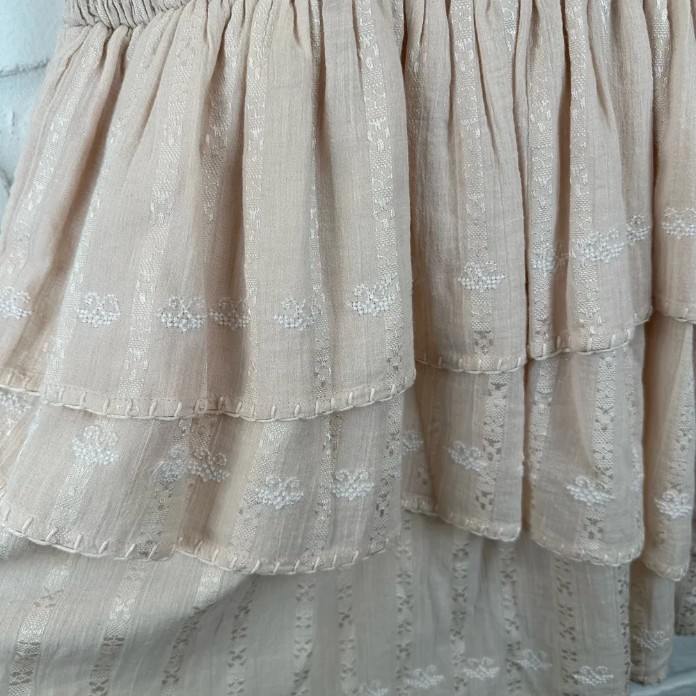 Love Sam Cream and White embroidered dress Beige tiered Skirt ruffle sleeve S - Image 10
