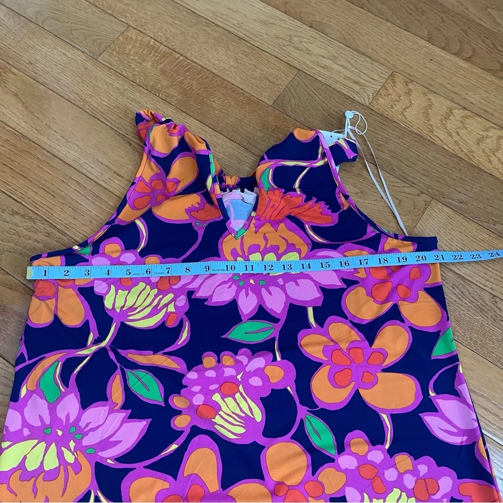 Trina Turk Multicolor Floral Halter Mini Dress Cover Up Swimwear Pool Sz Large - Image 13