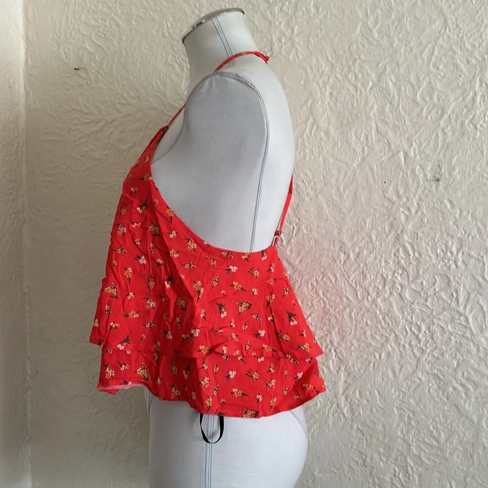 Forever 21 Red Ditsy Floral Strappy Back Cami Tank Top NWT Medium - Image 8