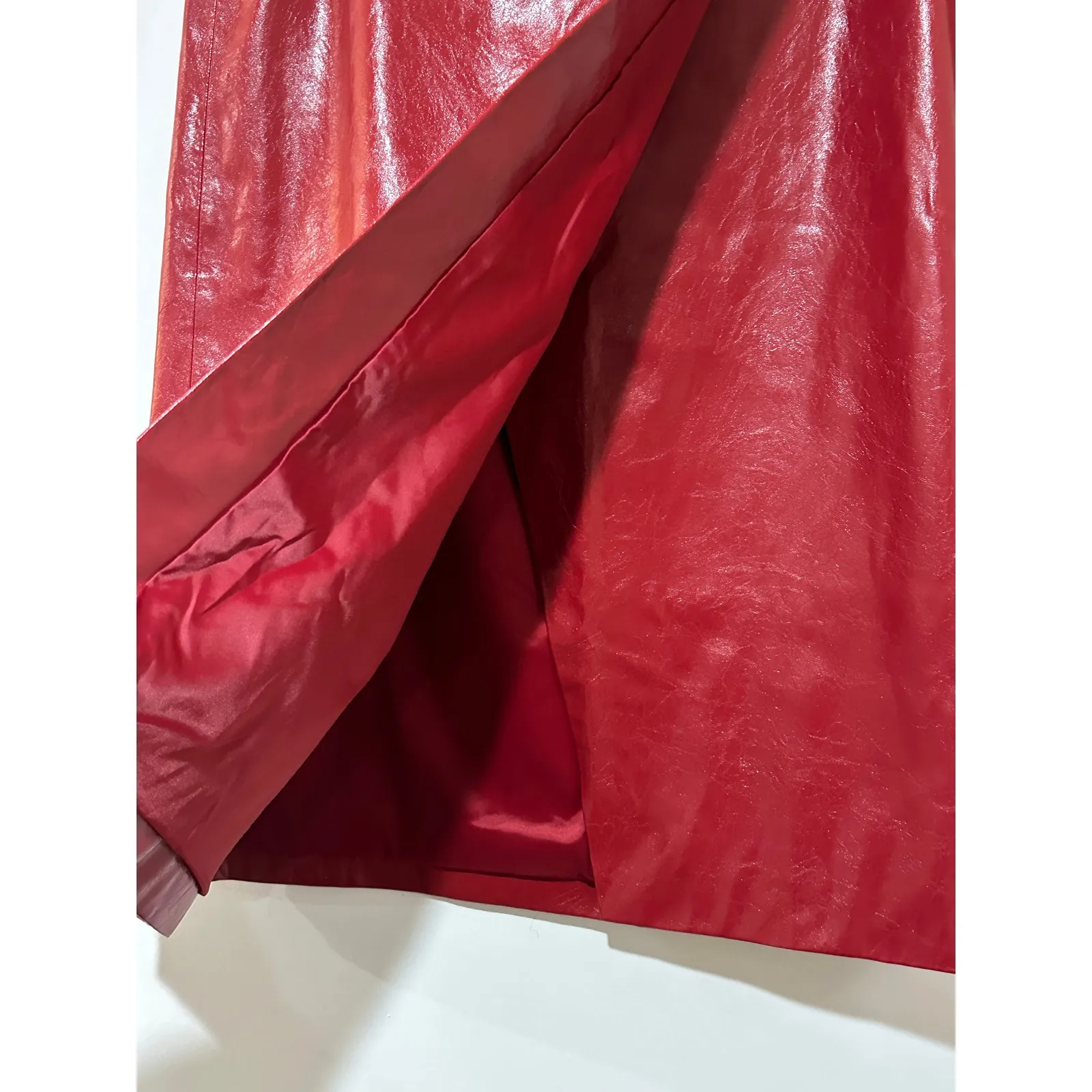 J.CREW Collection Wrap Skirt Berry Sangria Faux Patent Leather Size 8 NWT Lined - Image 8