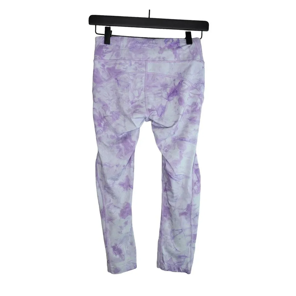 Outdoor Voices Move Free Purple Tie Dyed Cropped Leggings Sz Small - Image 3