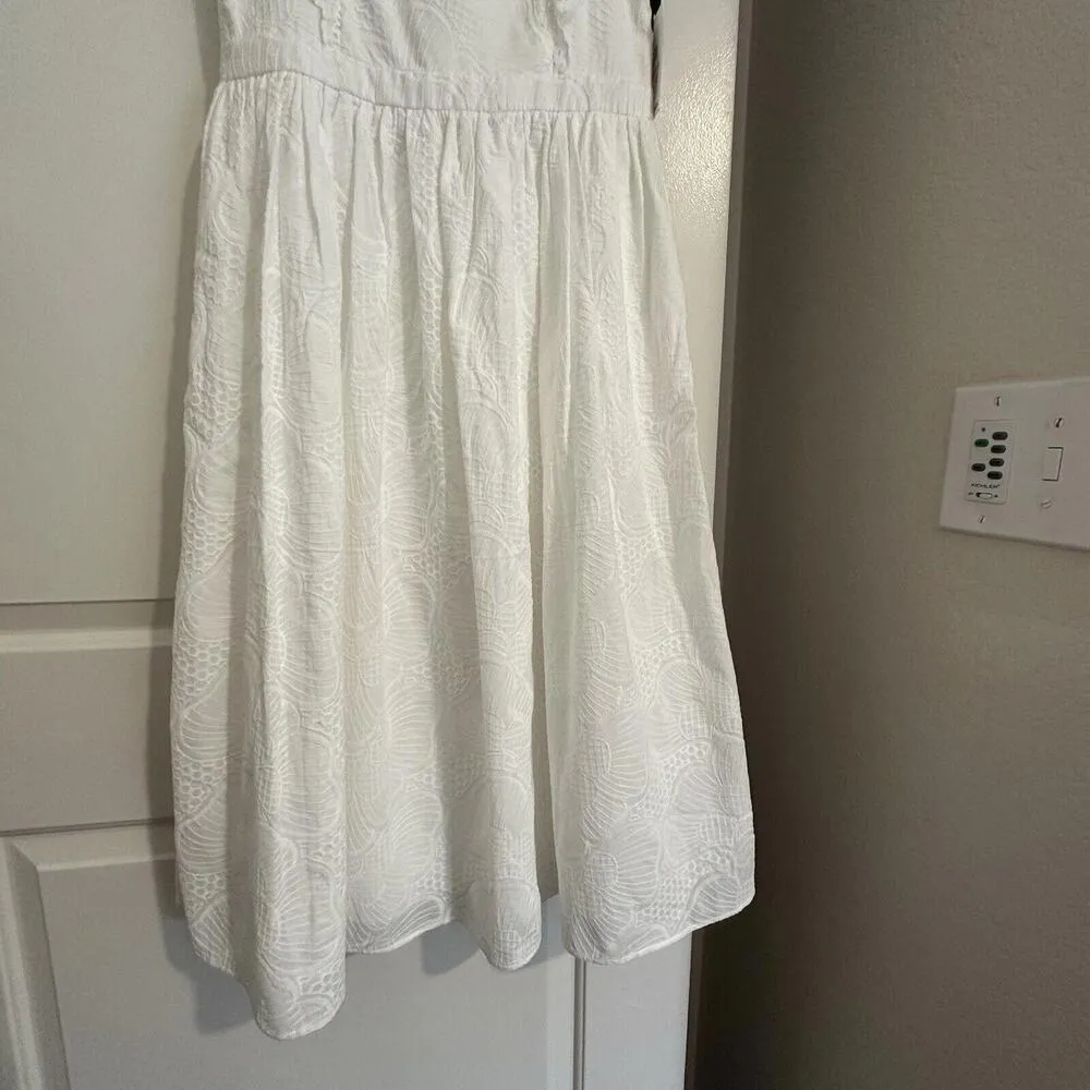 Kensie Embroidered Eyelet Flutter Sleeve Fit & Flare Midi Dress White NWT - Image 14