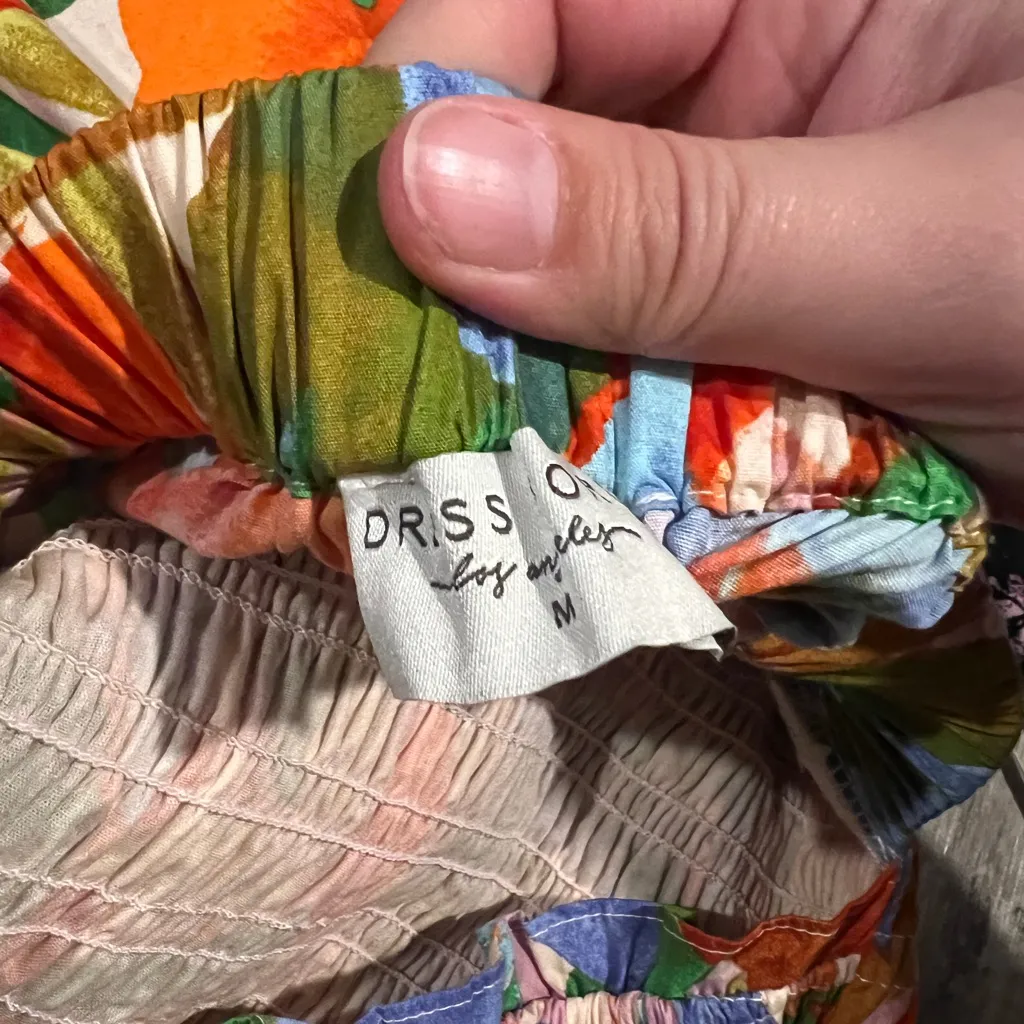 Dress forum open back puff sleeve Floral Multicolor Maxi Dress size M - Image 12