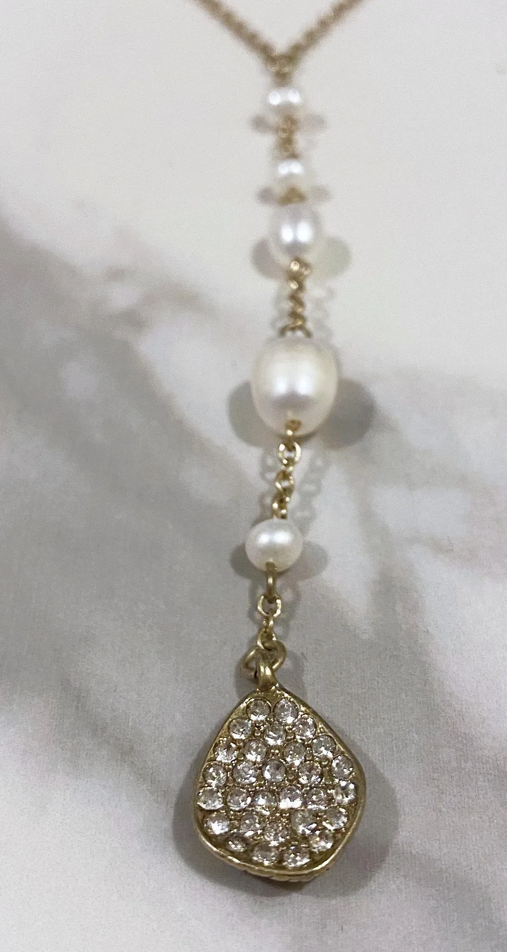 The Sak Gold, Pearl And Rhinestone Necklace And Earring Set - Image 9