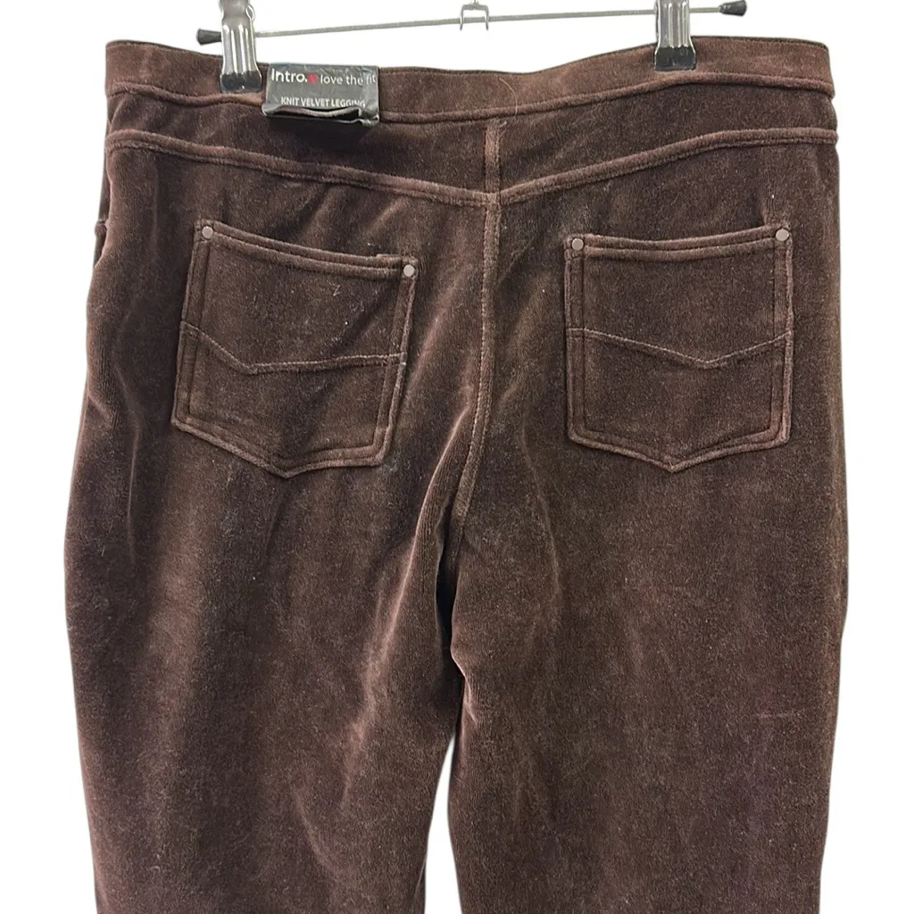 Intro Love The Fit Brown Velvet Slimming Look Comfort Waist Legging Women Medium - Image 5