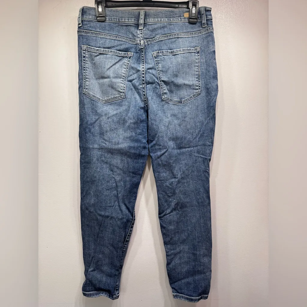 Sneak Peak Distressed Ripped Knees Denim High Rise Jeans Medium Whisker Wash Blue Size 30 - Image 2