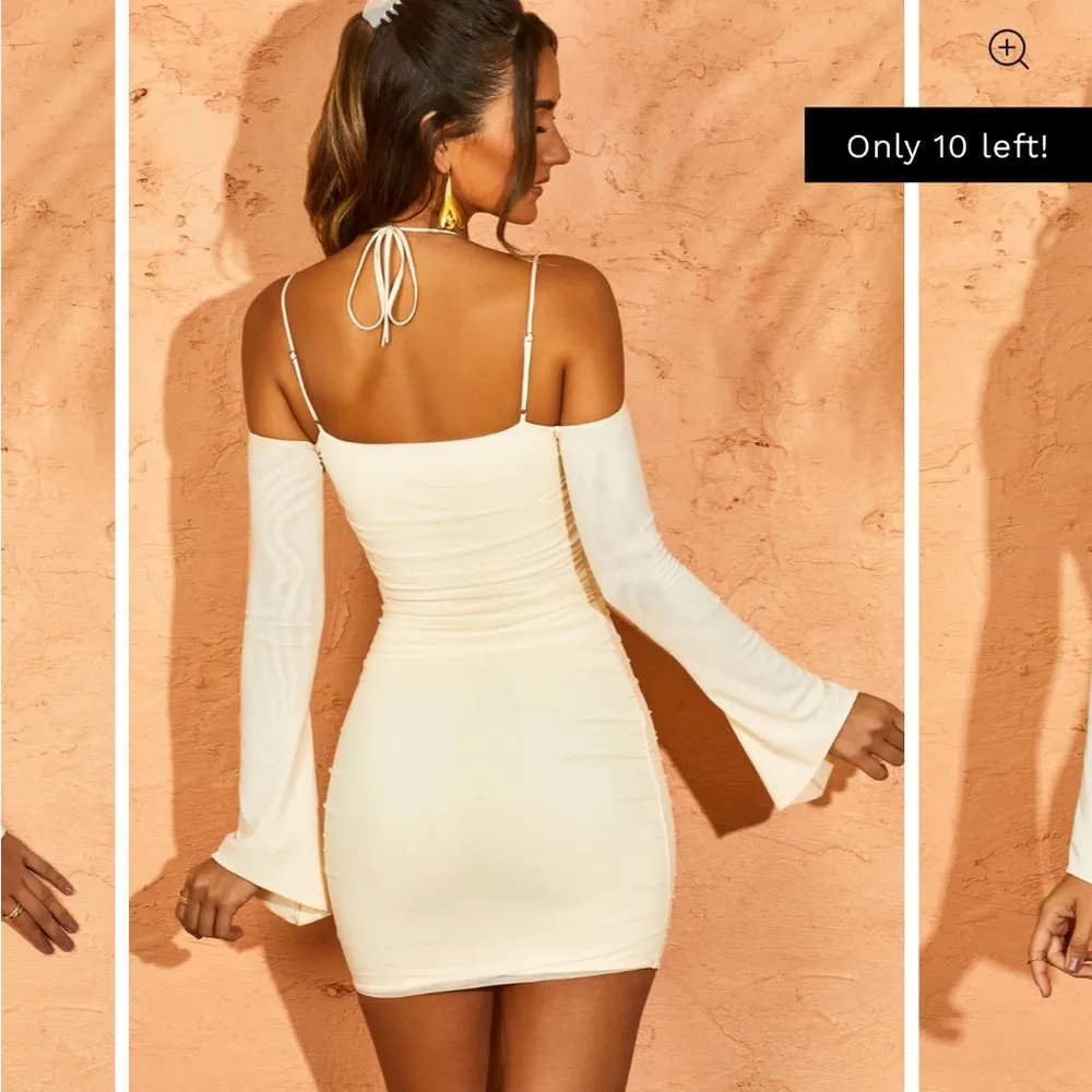 ODYSSEY Fluted Sleeve Mini Dress in Ivory - Image 3