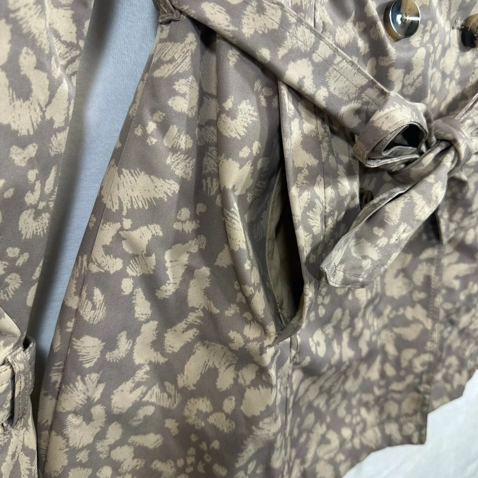 Daughters Of Liberation 4 Leopard Belted Rain Trench Coat Jacket Subtle Survival Brown - Image 4
