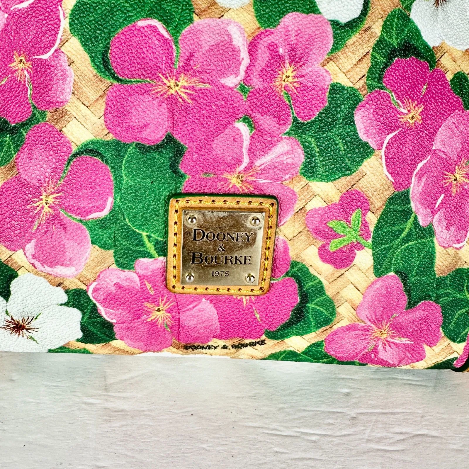 Dooney & Bourke Hydrangea Basketweave Zip Satchel Bag Leather - Image 7