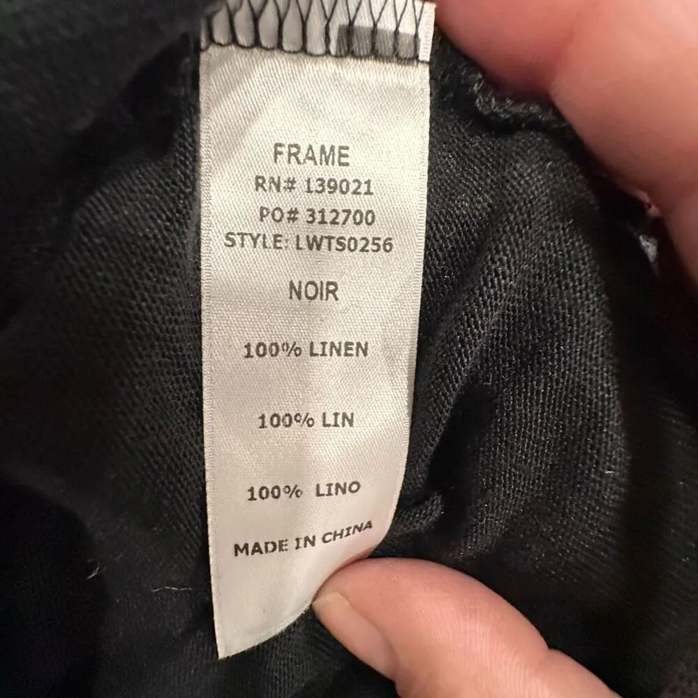 frame denim FRAME Easy True Tee in Noir 100% Organic Linen Raw‎ Hems, Women's Medium - Image 9