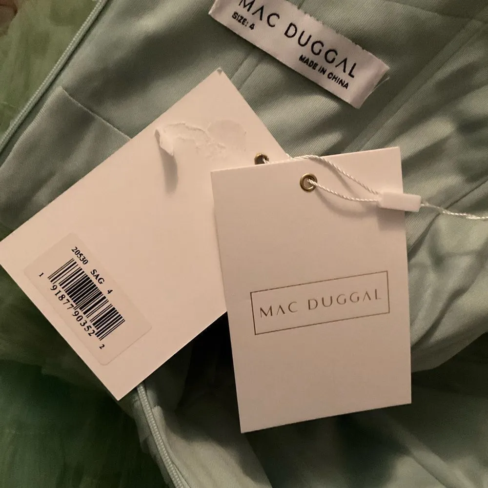 MAC DUGGAL 20530 Green Strapless Ruffle Gown with Feathers 4 - Image 12