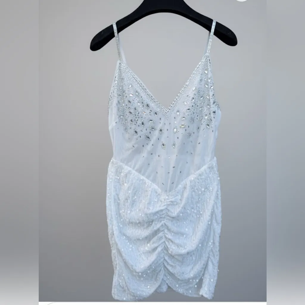 NIKBK Sequin Embellished White Mini Dress - Image 7