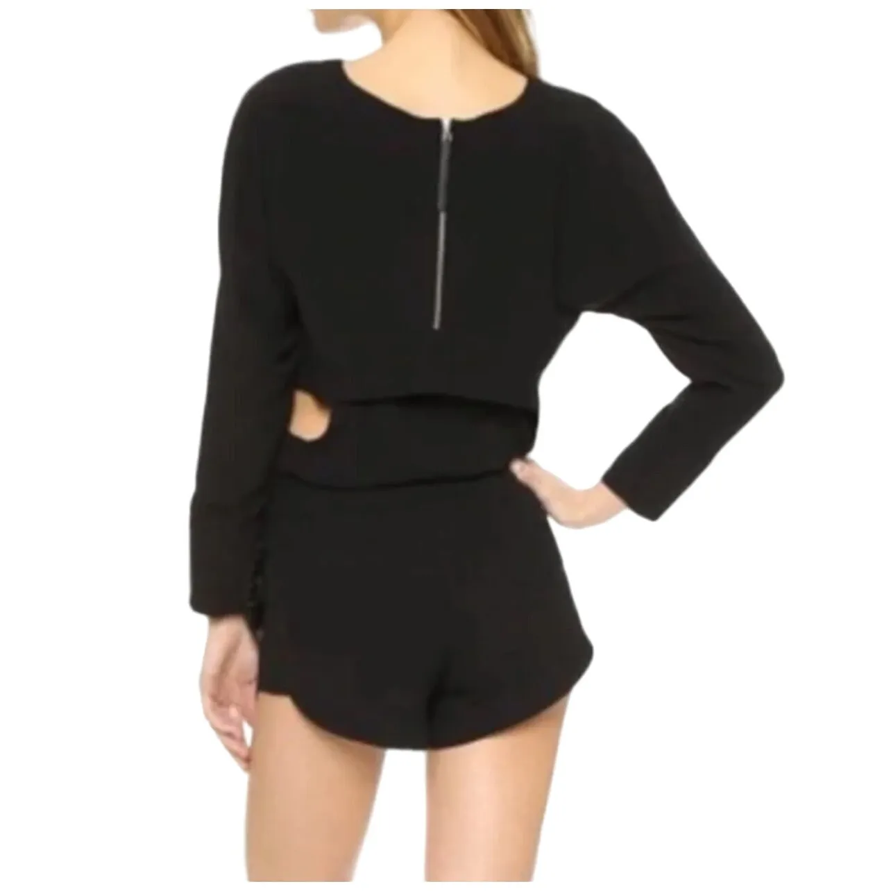 Helmut Lang Axio Crepe Playsuit Romper Shortall Black & White Size Small Petite - Image 4