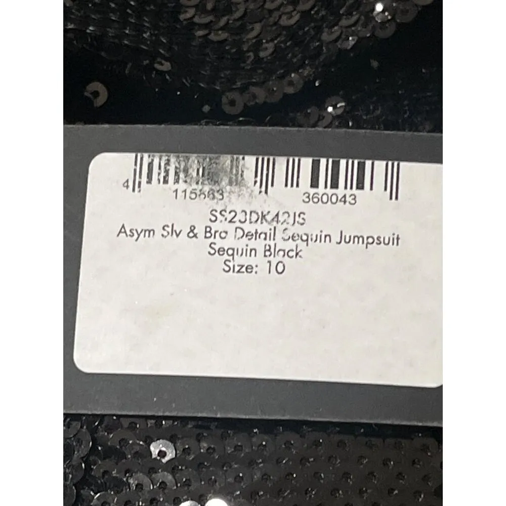 David Koma Asymmetric Bra Sequin Jumpsuit in Black 6 New Womens Dressy Outfit - Image 11