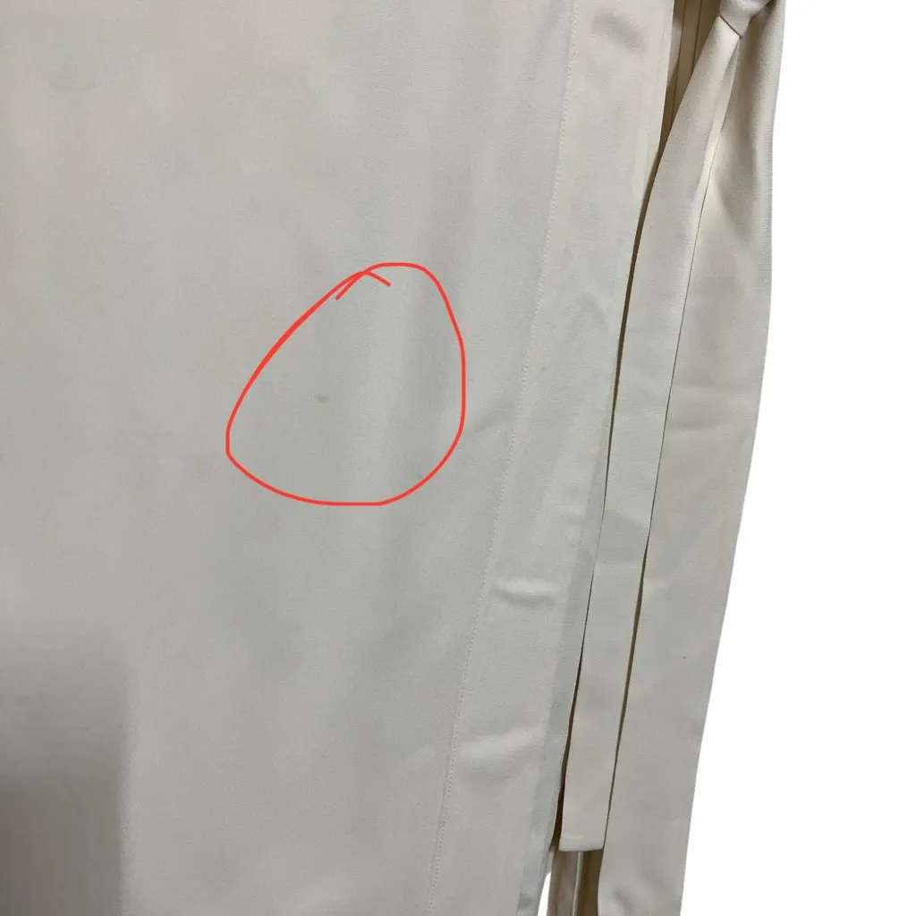 St. John Short Sleeve Tie Waist Midi Dress Women’s Size 8 Ivory Pleated Panel - Image 11