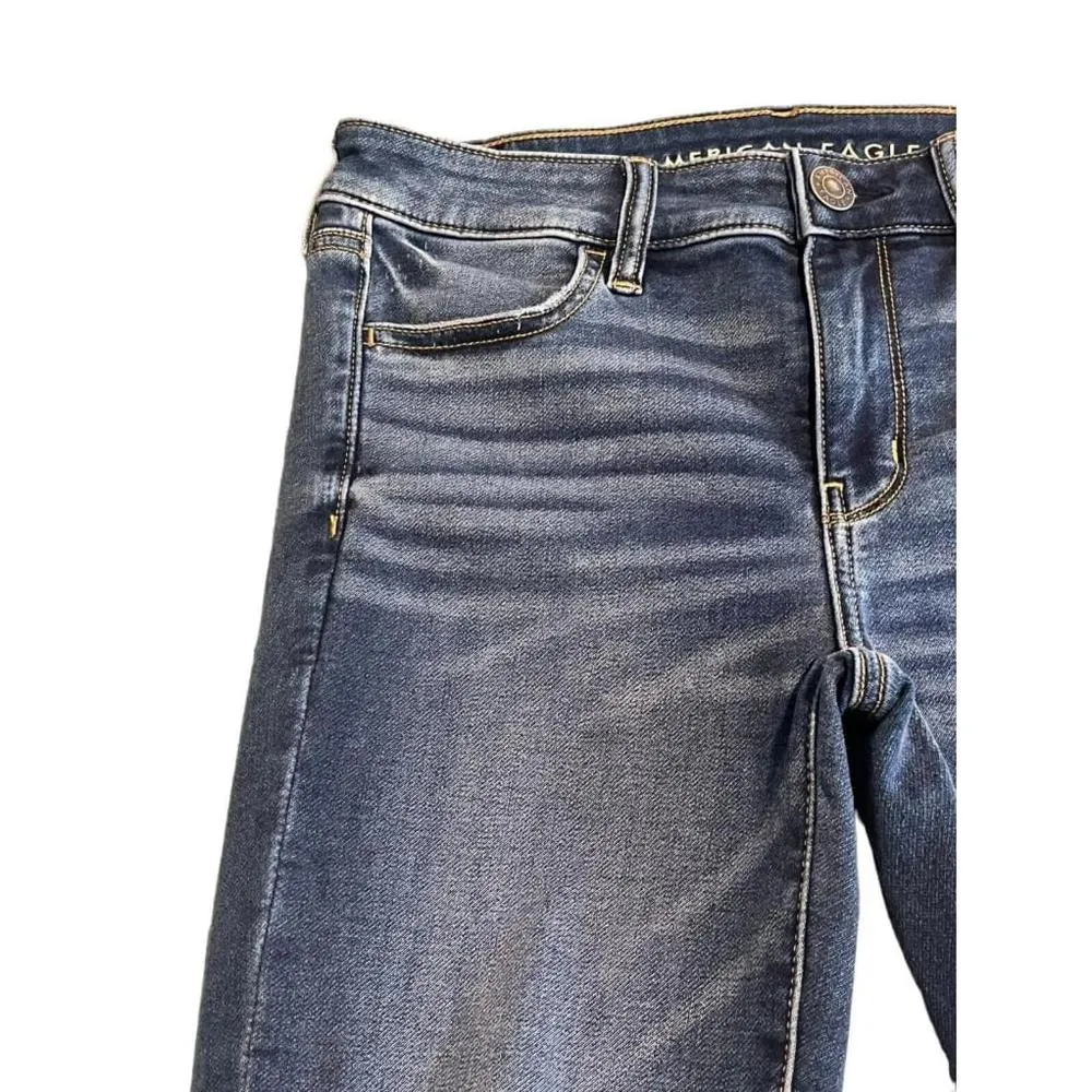 American Eagle Jegging Jeans Womens 4 Blue Mid Rise Skinny Stretch Distressed - Image 2