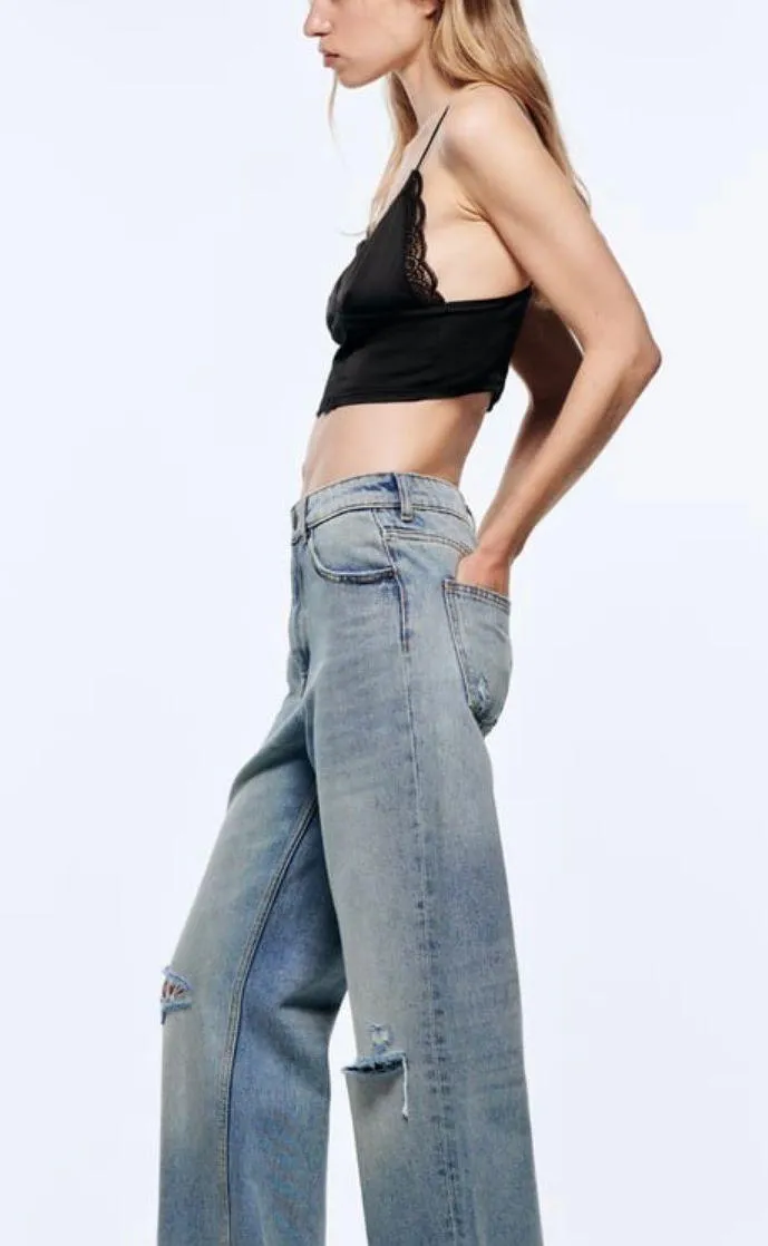 Black Combined Satin Lace Trim Cropped Bralette Top - Image 3