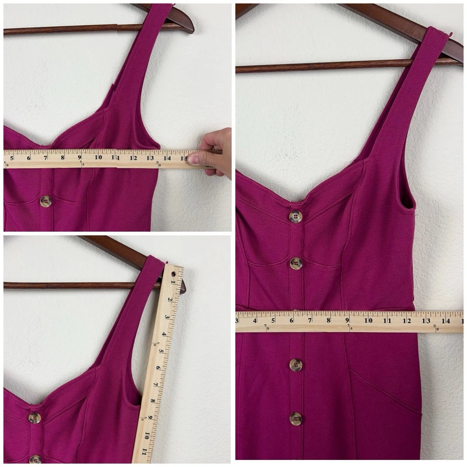 Maeve Anthropologie Midi Dress Size 0 Magenta Button Front Fitted Sleeveless - Image 11