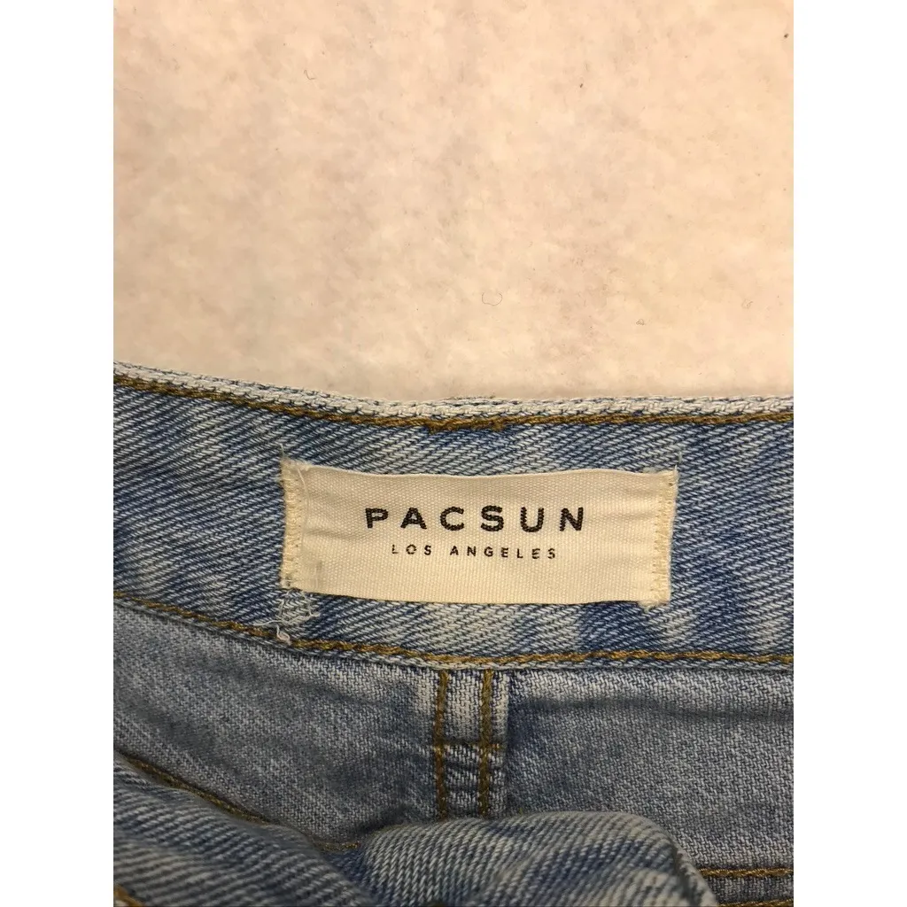 PacSun Mom Shorts Light Wash Denim Cuffed High Waisted Size 25 - Image 2