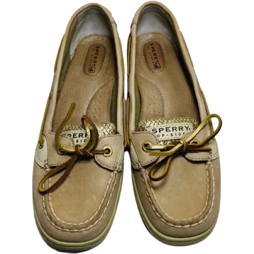 Sperry Metallic Glitter Gold Tan Angelfish TopSider Boat Shoes Loafers sz 8.5 - Image 5