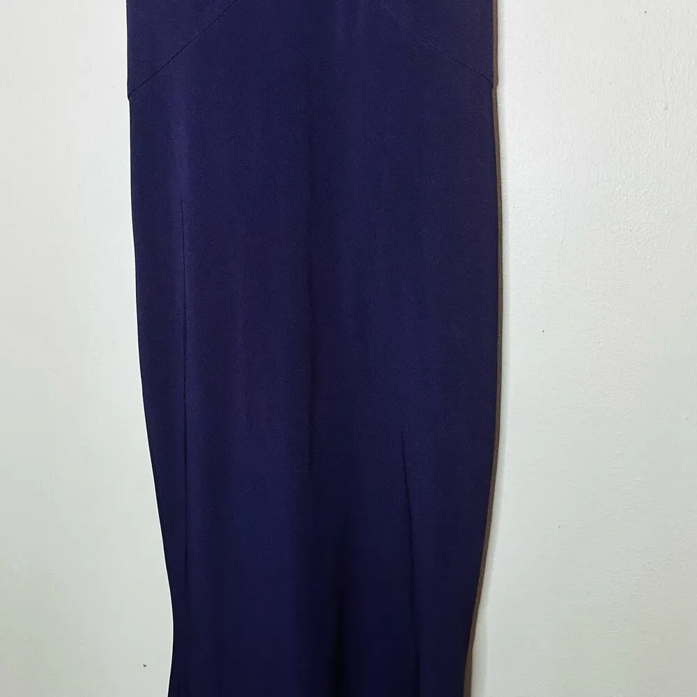 JS COLLECTION Eggplant Purple Lace Back Mermaid Ottoman Style Gown Dress - Image 12